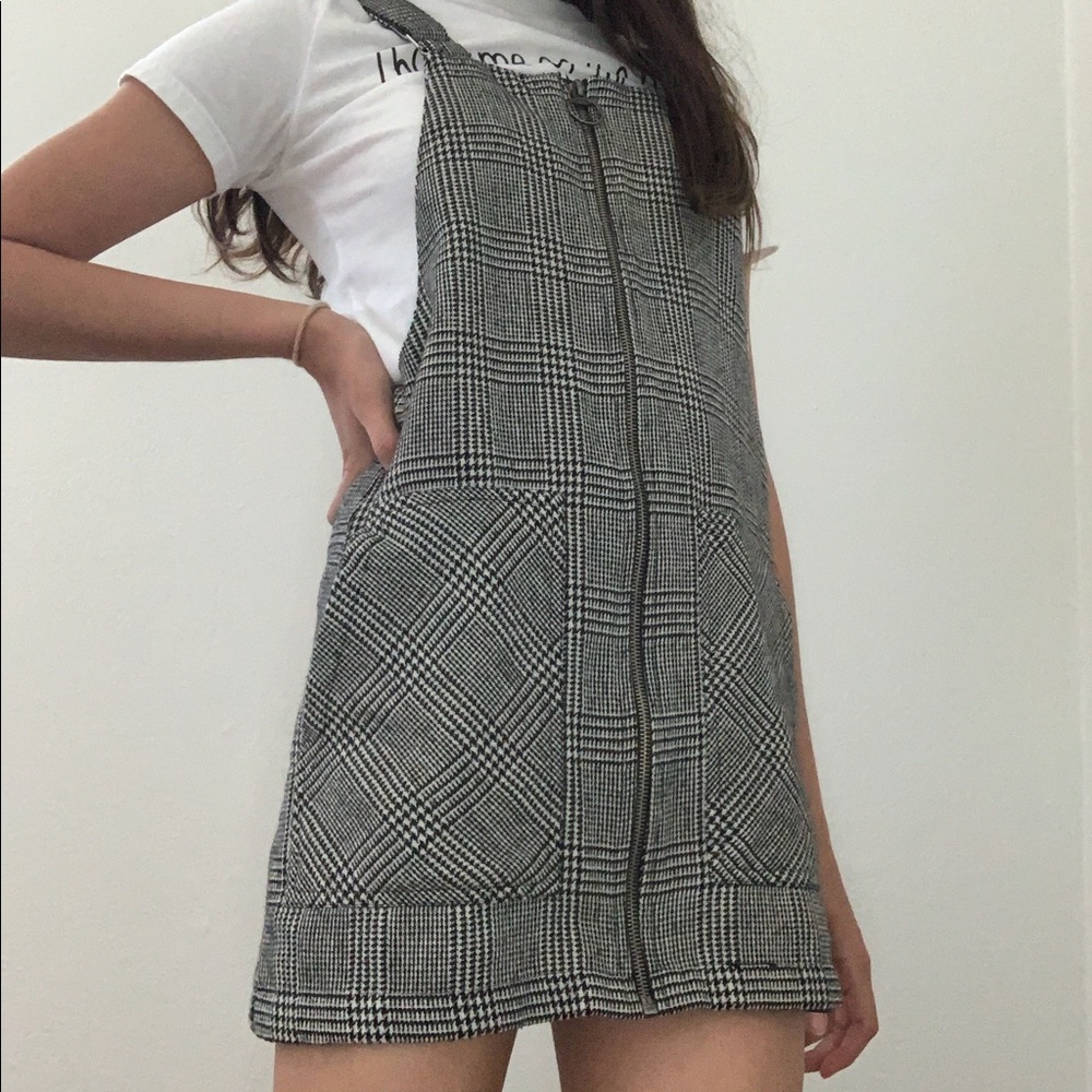 Forever 21 Black and White Zip Up Overall Dress